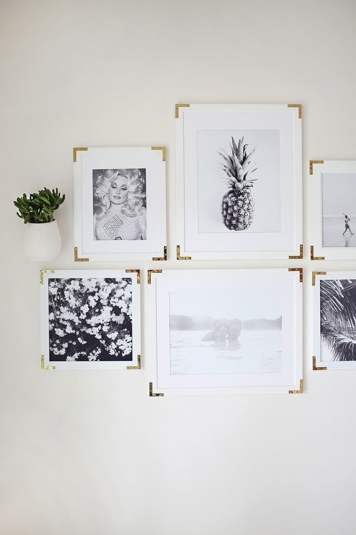 Freshen up old frames with this gold hardware DIY by A Beautiful Mess. 