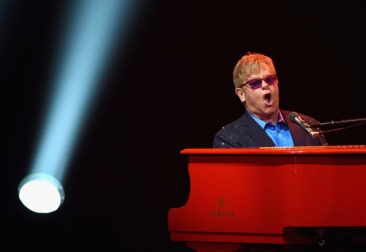 Elton John pays musical tribute to the late David Bowie days after the rock legend's death. 