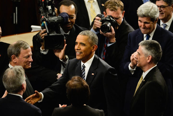 President Barack Obama smiles his way through one more of these.