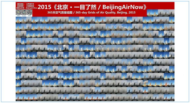 A collection of 365 photos of Beijing skies taken every day during 2015.