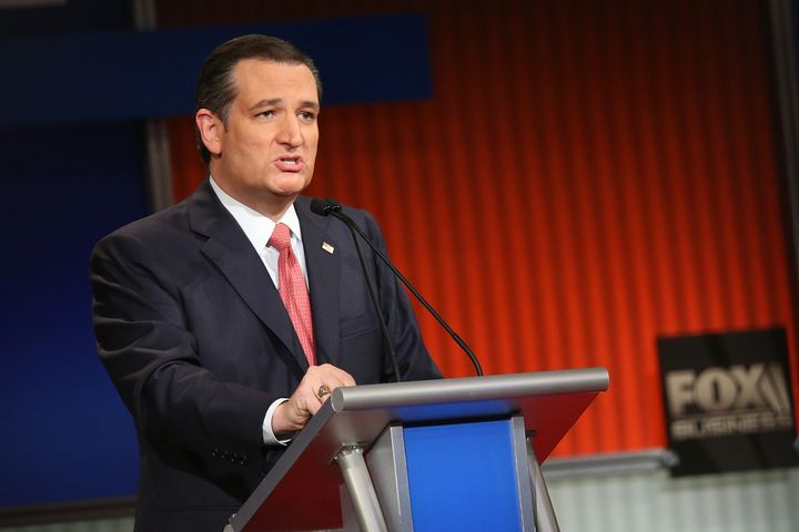 Republican presidential candidate Sen. Ted Cruz (R-Texas) participates in the Fox Business Network Republican presidential debate at the North Charleston Coliseum and Performing Arts Center on January 14, 2016, in North Charleston, South Carolina.