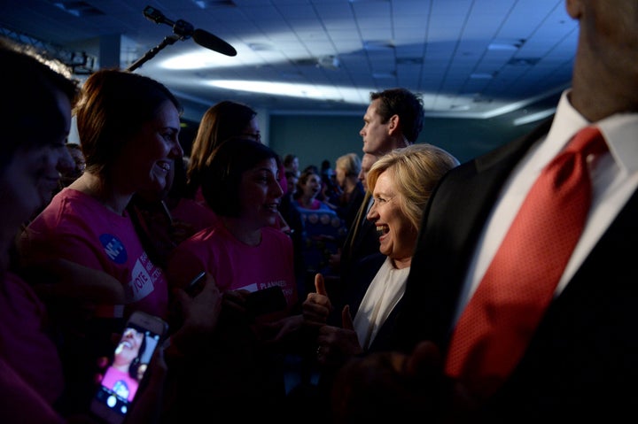 Journalists can try asking Hillary Clinton questions when she greets supporters on the rope line.