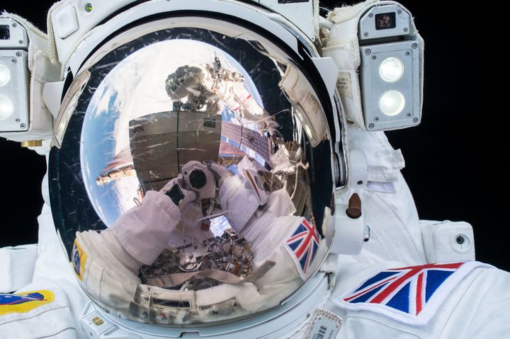 ESA (European Space Agency) astronaut Tim Peake taking a selfie during his first spacewalk.