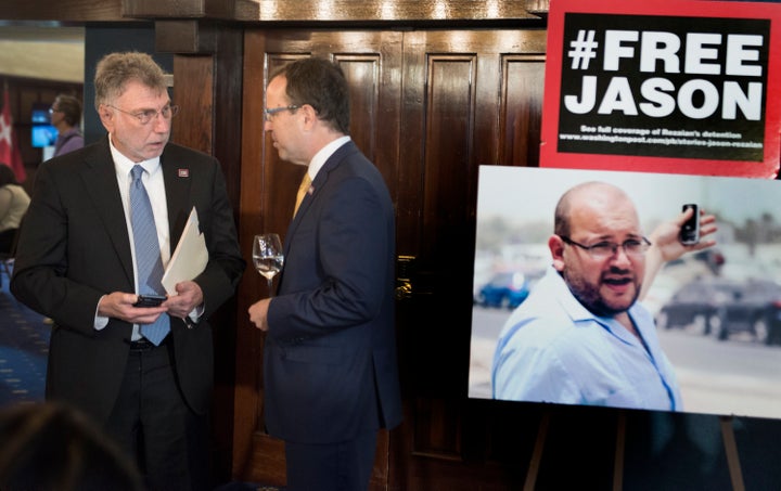 Marty Baron and National Press Club President John Hughes held a press conference on the anniversary of Rezaian's imprisonment.