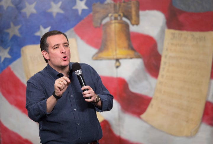 MYRTLE BEACH, SC - JANUARY 16: Republican presidential candidate Sen. Ted Cruz (R-TX) speaks to guests at the 2016 South Carolina Tea Party Coalition Convention on January 16, 2016 in Myrtle Beach, South Carolina.