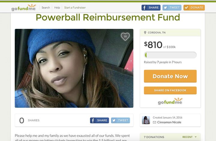 A GoFundMe campaign for a woman who claimed to have spent all her money on lottery tickets managed to raise $800 before it was shut down.
