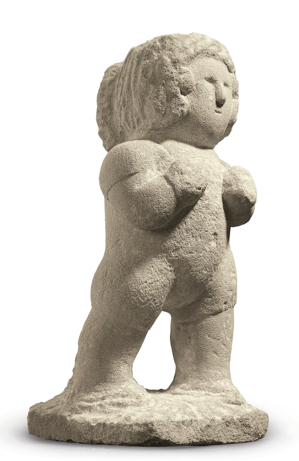 An iconic masterwork by renowned African American artist William Edmondson (1874-1951), "Boxer" is an incredibly sophisticate