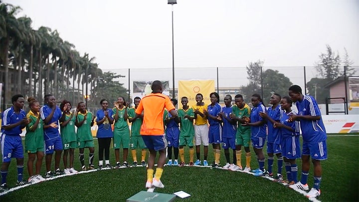 Players test out Pavegen's tiles in Lagos.