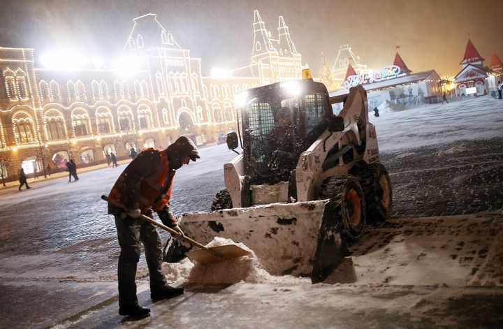 Snow soaks up pollutants from engine exhaust in big cities, such as Moscow (seen here), according to new research.