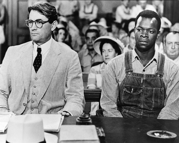 Actors Gregory Peck as Atticus Finch and Brock Peters as Tom Robinson in the film 'To Kill a Mockingbird', 1962.
