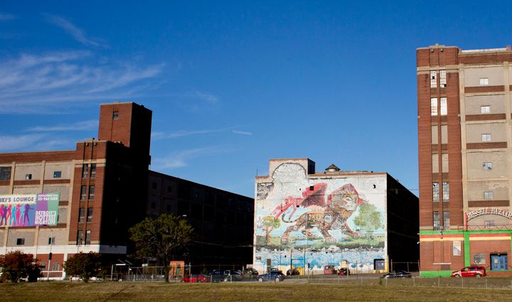 Detroit artist Kobie Solomon painted his "Chimera" mural on the side of the Russell Industrial Center, seen here in October. Measuring over 8,000 square feet, it's reportedly the largest mural in Michigan.