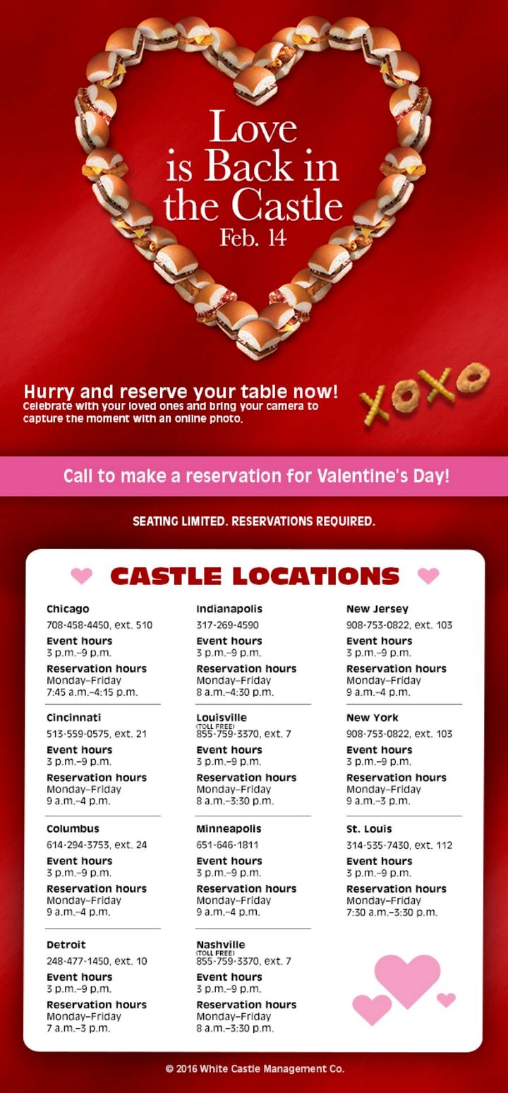 White Castle Is Accepting Valentines Day Reservations Again Huffpost 