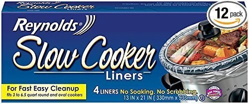 Reynolds Slow Cooker Liners Disposable 6.5 Quart 4 Count 13 x 21 Pack of 4