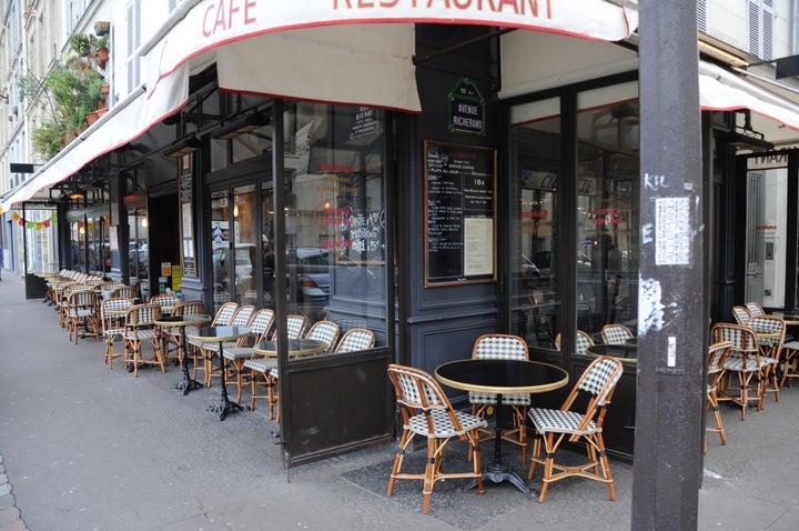 An empty terrace down the street from the Carillon bar and the Petit Cambodge restaurant, two of the sites targeted in t