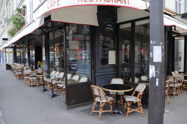 An empty terrace down the street from the Carillon bar and the Petit Cambodge restaurant, two of the sites targeted in the Nov. 13, 2015 terror attacks.