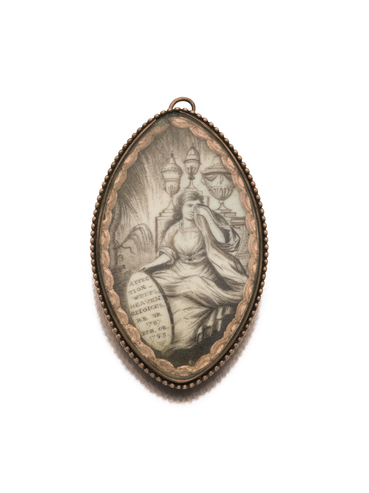 American Gold And Ivory Mourning Pin, Dated 1793