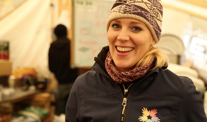 Samantha Van Urk, a Dutch volunteer who came to Grande-Synthe after volunteering in Lesbos, Greece, spends her mornings prepa