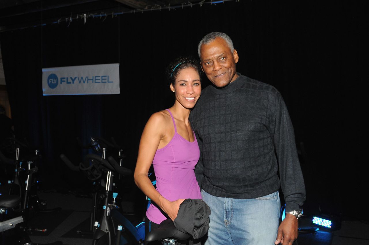 Steele and her father, Gary Steele, attend The Flywheel Challenge at the NFL House on Feb. 1, 2013 in New Orleans, Louisiana. Gary Steele was the first black player on West Point's varsity football team. 