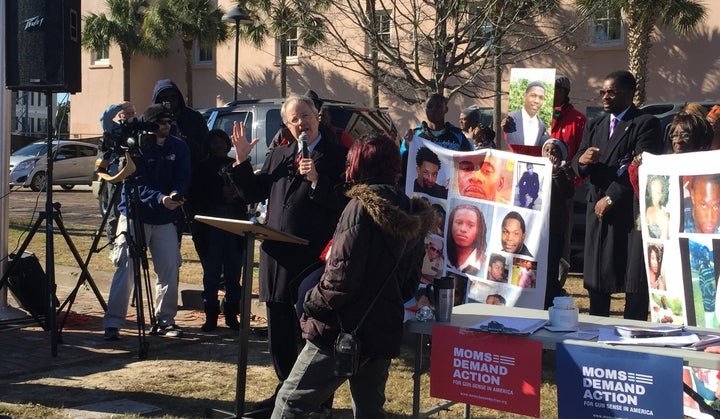 Charleston’s Democratic mayor, John Tecklenburg, spoke at a gun violence-themed rally on Martin Luther King&n