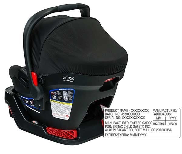 Where you can find the model number on Britax B-Safe 35 and B-Safe 35 Elite Car Seat/Carriers.