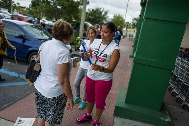 Soraya Marquez, the state coordinator for Mi Familia Vota and her crew hit a Puerto Rican neighborhood trying to get Latinos to register to vote in the 2016 presidential election on July 24.Millennials make up 44% of eligible Latino voters, a bigger share than any other age group.