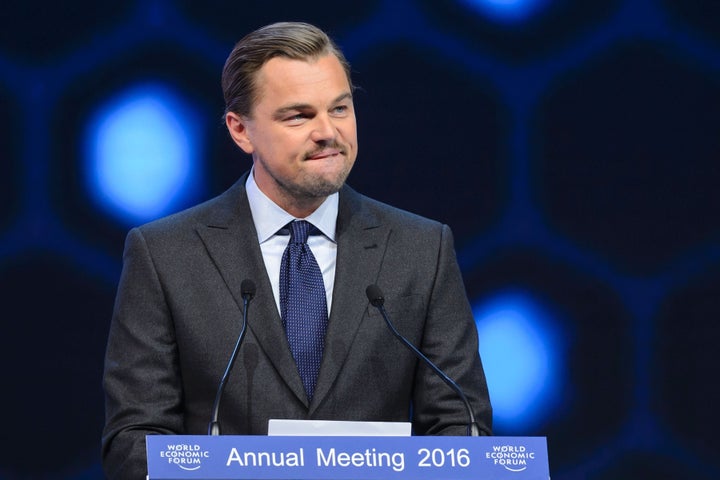 Leonardo DiCaprio bashed the oil industry at the World Economic Forum in Davos on Jan. 19, 2016.