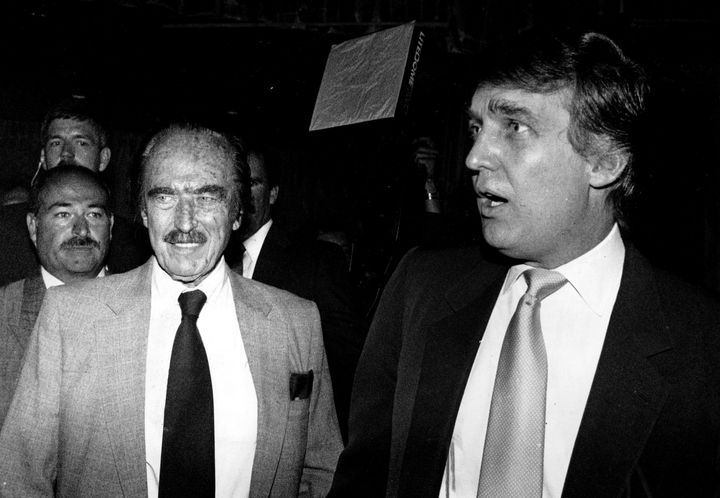 Donald Trump and his father, Fred, at a dinner in 1989.