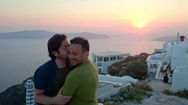 David and Marco Bulmer-Rizzi. David, left, died earlier this month while on their honeymoon.