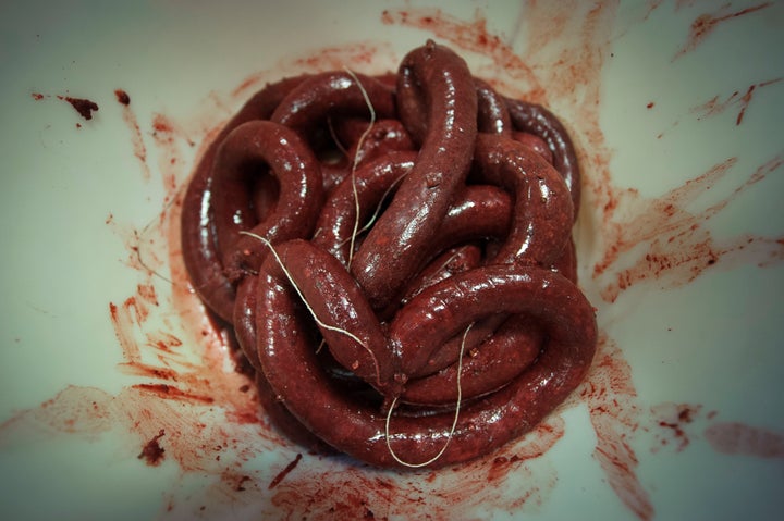 Estonian blood sausages are ready to being boiled.