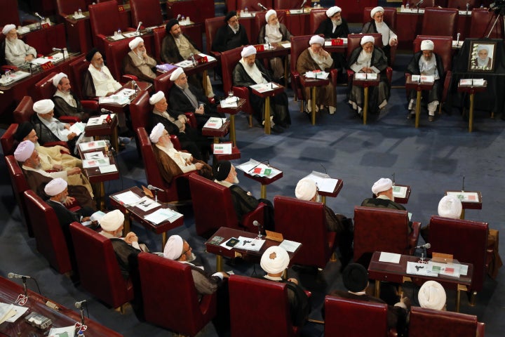 Iranian members of the Assembly of Experts attend a session in Tehran on Sept. 1, 2015.