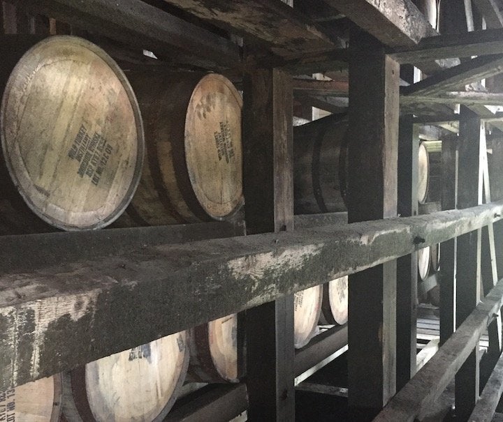 Barrels are stacked high in the many rickhouses along the Kentucky Bourbon Trail.