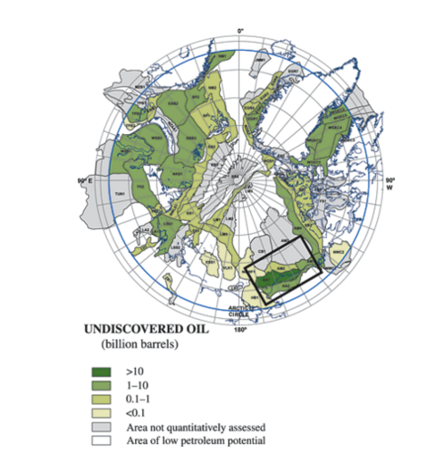 The Arctic may contain 90 billion barrels of undiscovered oil. (USGS)