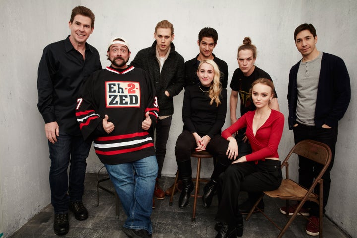 The cast of "Yoga Hosers" pose at the Getty Images Portrait Studio at Sundance in Park City, Utah on Jan. 24, 2016. 