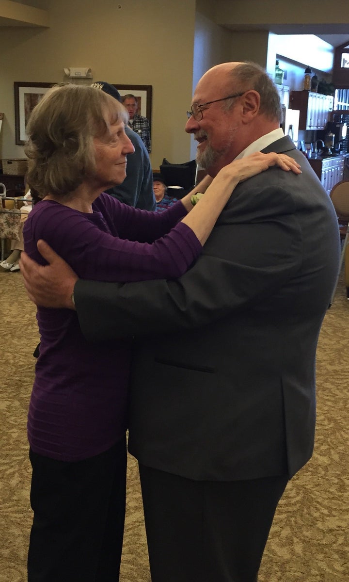 Linda Napolitano dances with her huband, Umburto, at their daughter's wedding reception.