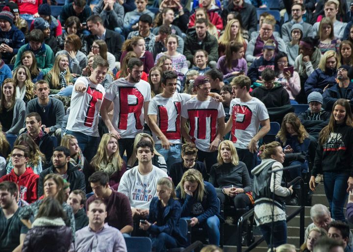 Supporters of Republican presidential candidate Donald Trump attend a rally at Liberty University in Lynchburg, Virginia, on January 18.