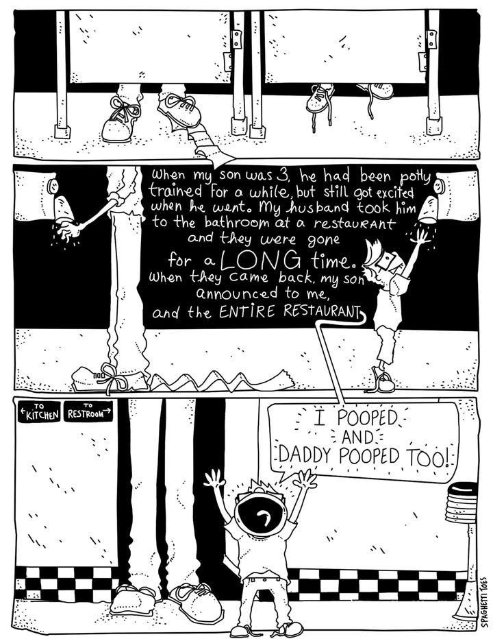 Oh boy! <a href="http://spaghetti-toes.tumblr.com/" target="_blank">Spaghetti Toes</a> reimagines this hilarious story from when HuffPost Parents reader Lindsay Weckerly went to a restaurant with her family.