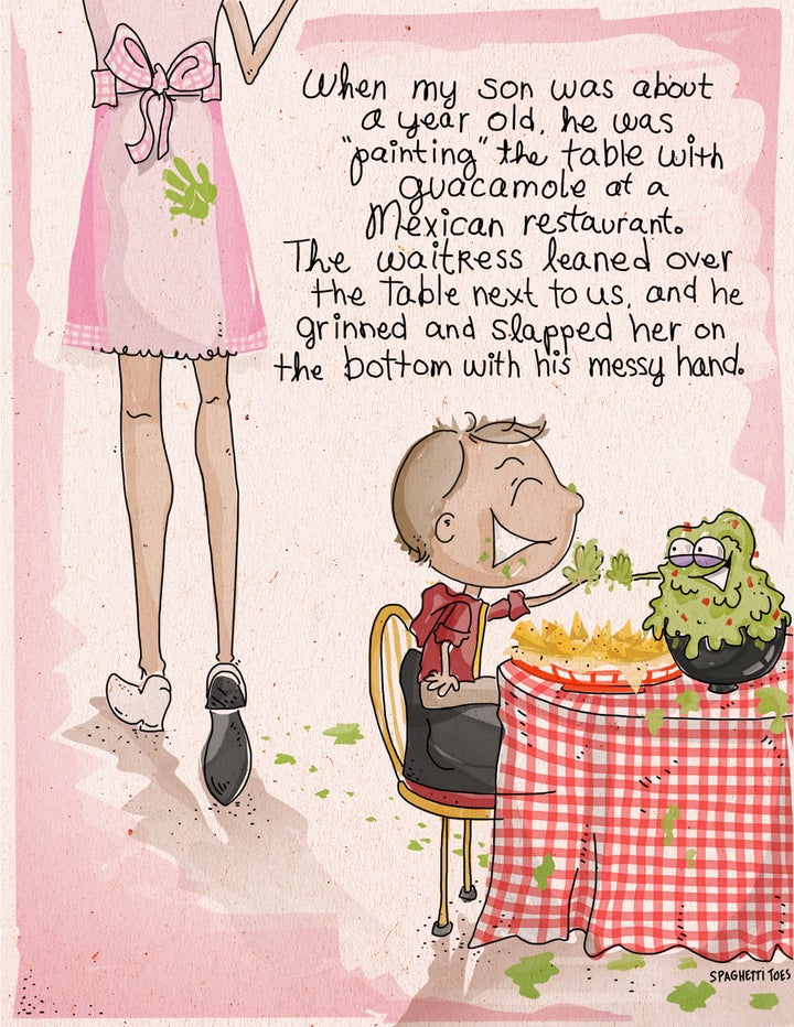 Spaghetti Toes illustrated this hilariously embarrassing restaurant story, from HuffPost Parents reader Norah Simensen.