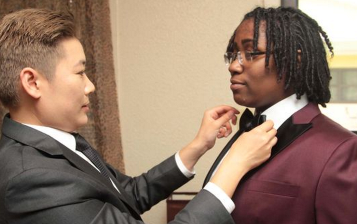 Claudetteia Love receives her custom prom tux in 2015.