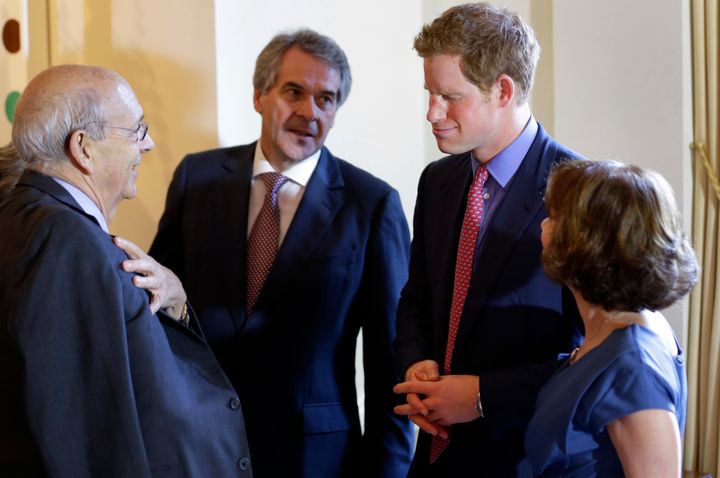 Supreme Court Justice Stephen Breyer (far left) chats with Sir Peter Westmacott, Prince Harry and Lady Susie Westmacott on May 9, 2013.