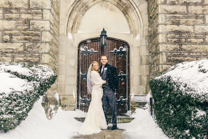 The newlyweds outside of St. Matthews Church.