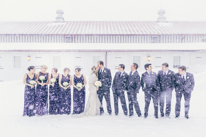 The bridesmaids and groomsmen were such good sports.