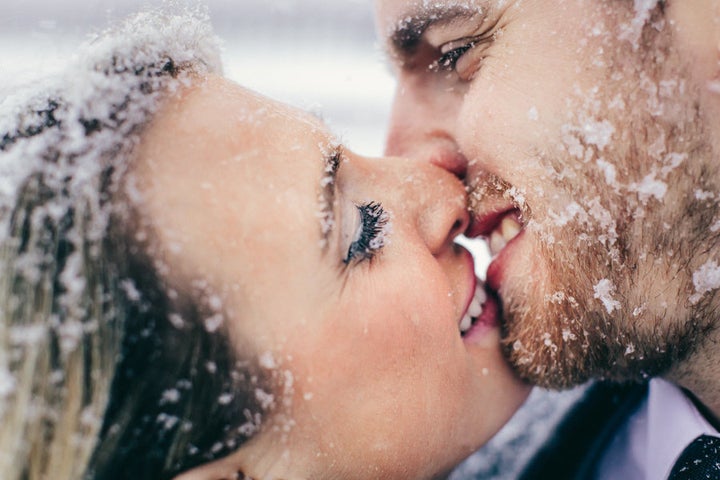 A close-up shot of a romantic moment.