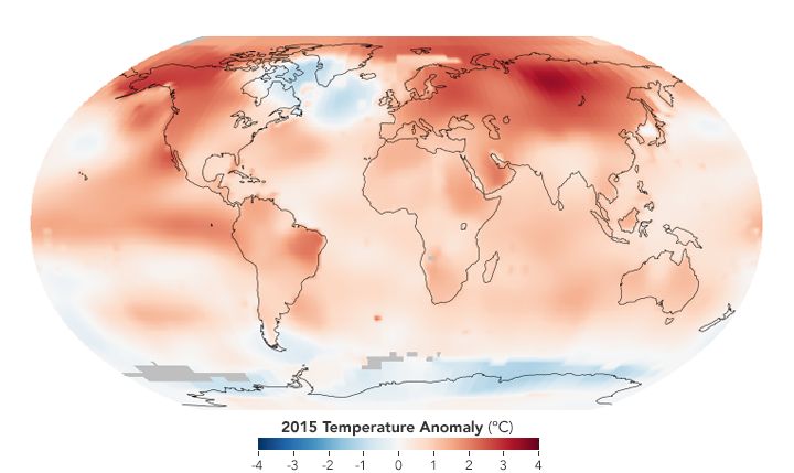 Data from 2015, the warmest year ever recorded on Earth.