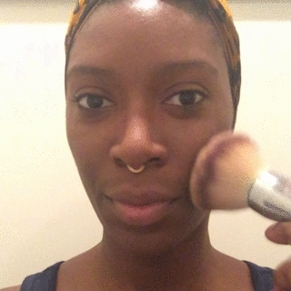 Applying tinted moisturizer or foundation before blush helps to create a smooth and even base. 