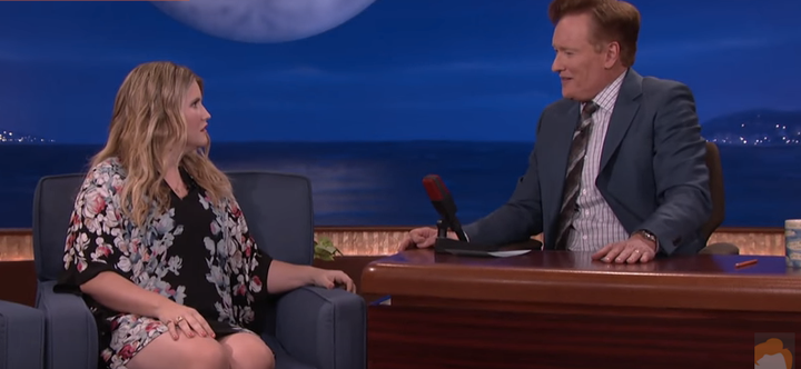 Jillian Bell recalls an embarrassing encounter with singer Justin Timberlake on Tuesday night's episode of "Conan." 