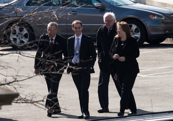 The senator and his wife, Jane O'Meara Sanders, visited the White House on Wednesday.