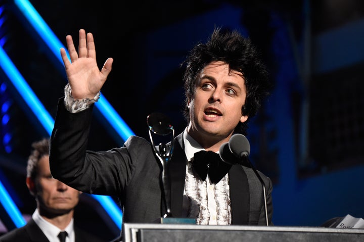 Billie Joe Armstrong speaks onstage during the 30th Annual Rock And Roll Hall Of Fame Induction Ceremony on April 18, 2015 in Cleveland, Ohio.