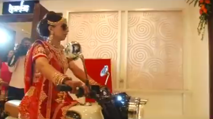 Ayesha Upadhayay is being hailed as the "real Bullet Rani" on social media after arriving at her wedding on a Bullet motorcycle.