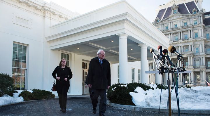 Bernie Sanders spoke to reporters after meeting with President Barack Obama on Wednesday.