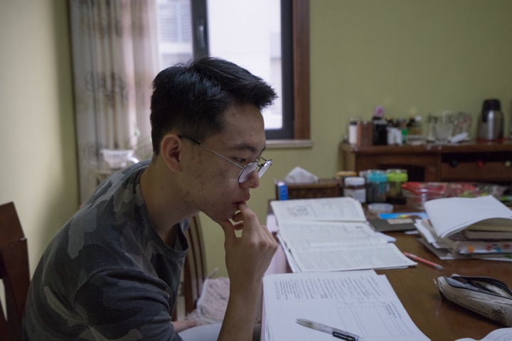 Richard studies at home on a Sunday morning in January.